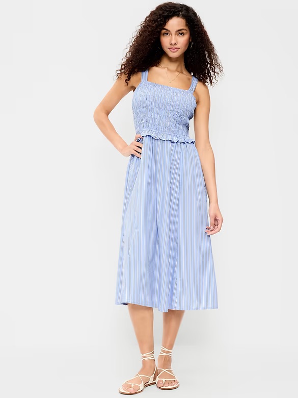 Old Navy Fit & Flare Smocked-Bodice Midi Dress